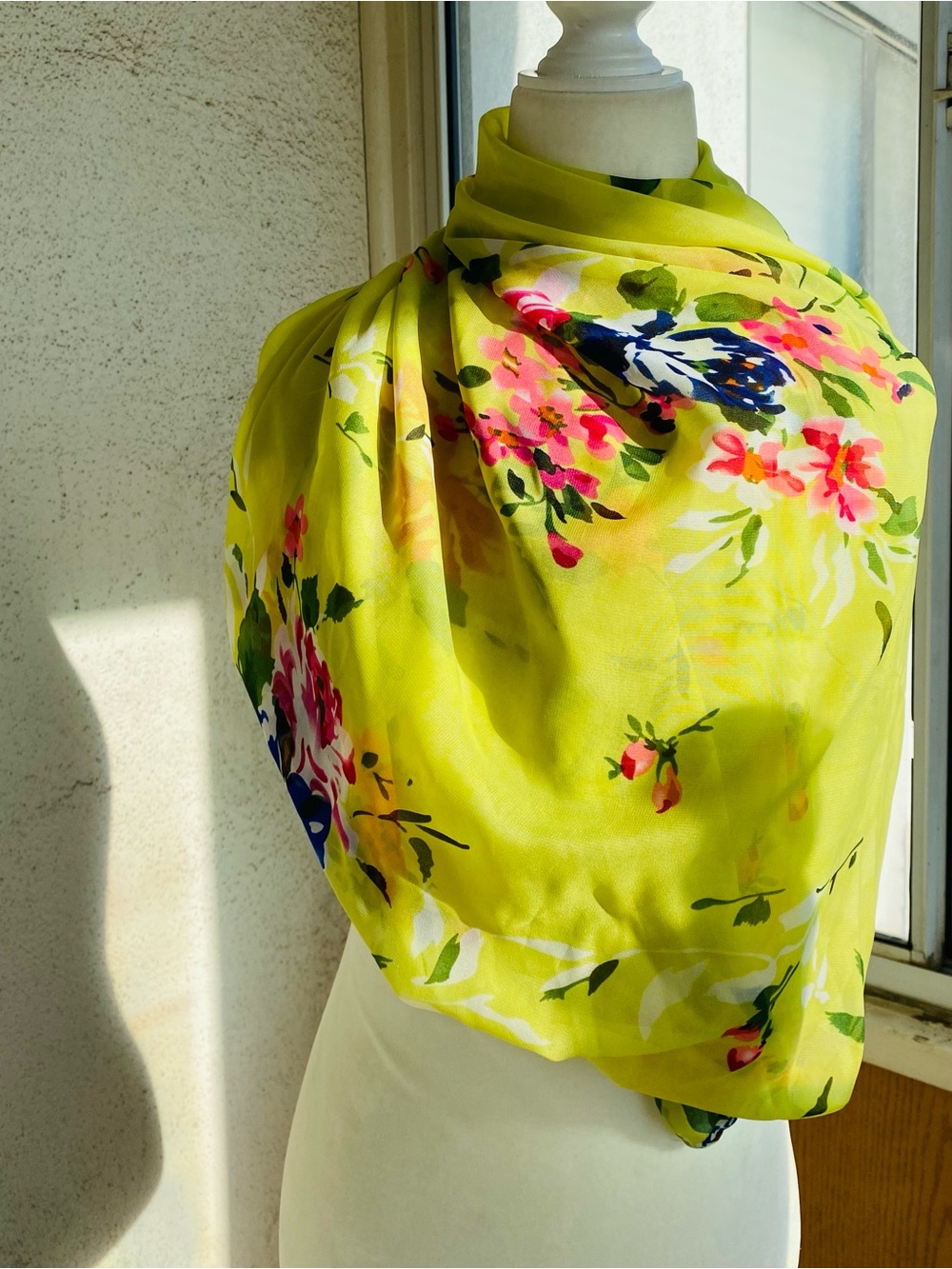 Bright Lime Floral Lightweight Infinity Scarf